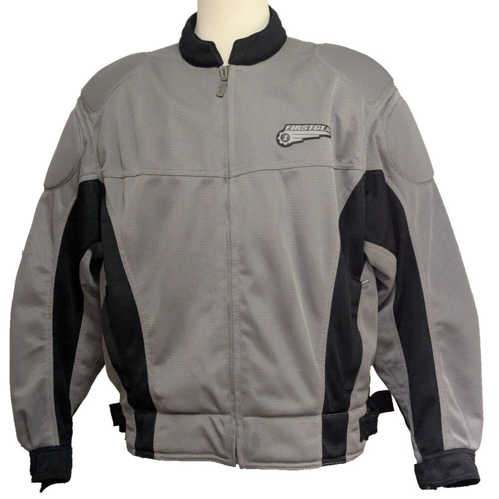 Firstgear Mesh-Tex Men's Motorcycle Jacket 2XL Gray Black Armored Padded